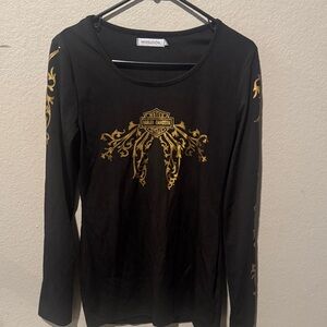 Black and Gold Long Sleeve Top